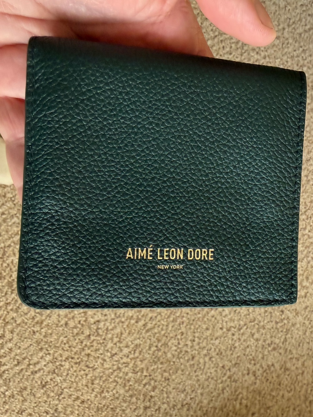Aime Leon Dore soft leather Bifold wallet color Botanical Green